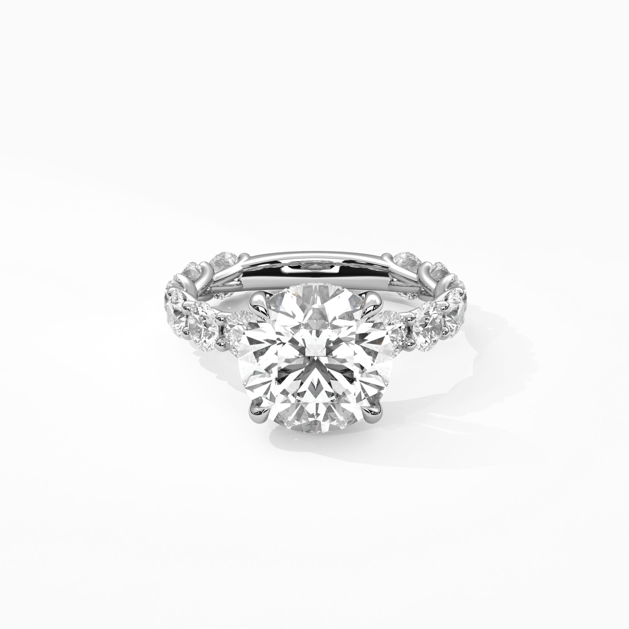 The Suzette: Round Wave-Pavé Hidden Halo Engagement Ring