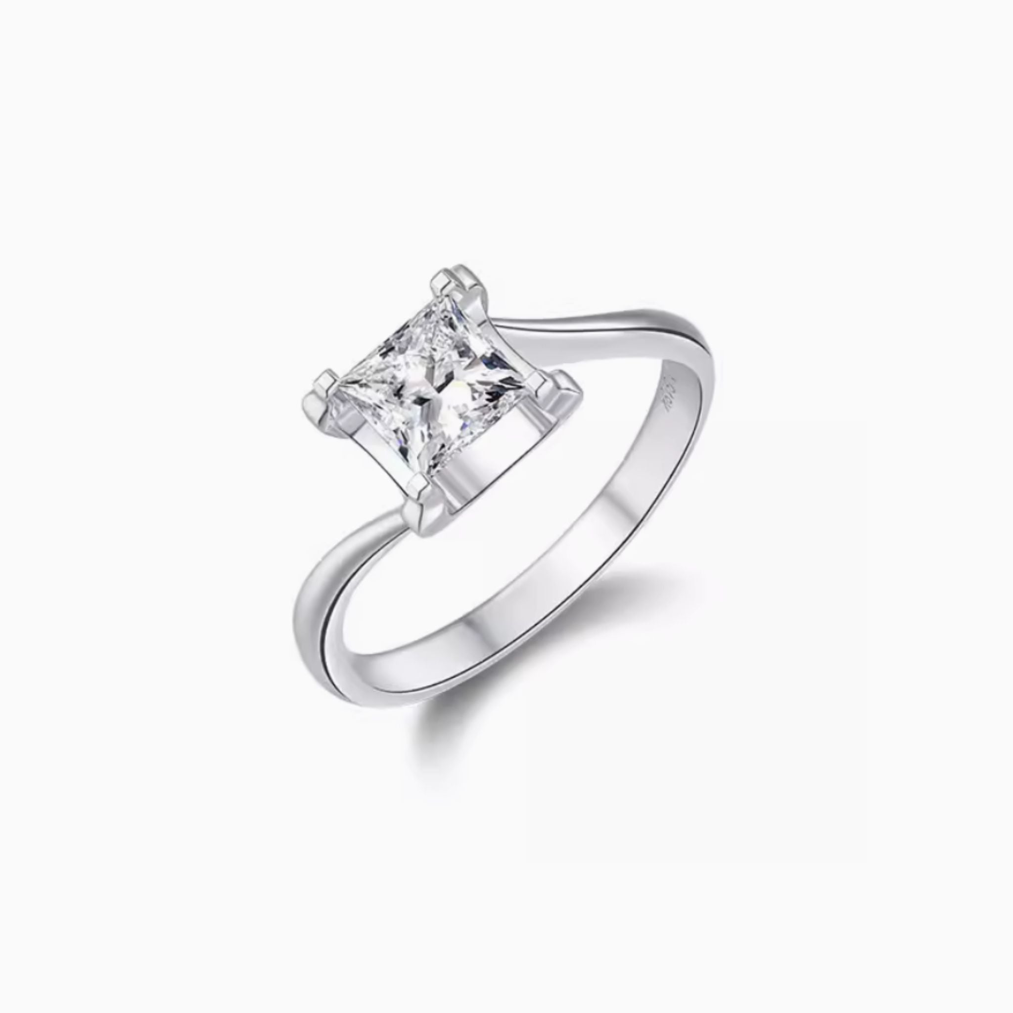 Florence Princess Brilliant Engagement Ring with Twisted Bands