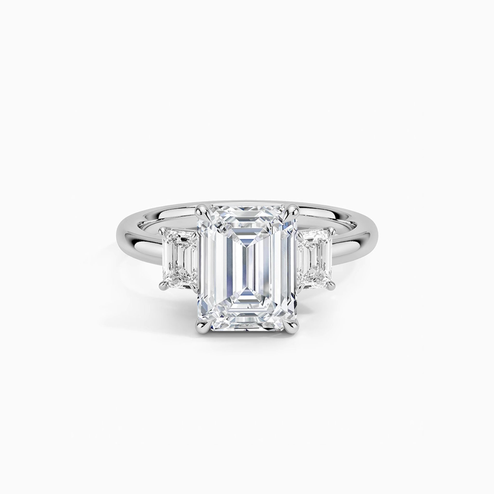 Toulose Three-Stone Emerald Cut Engagement Ring