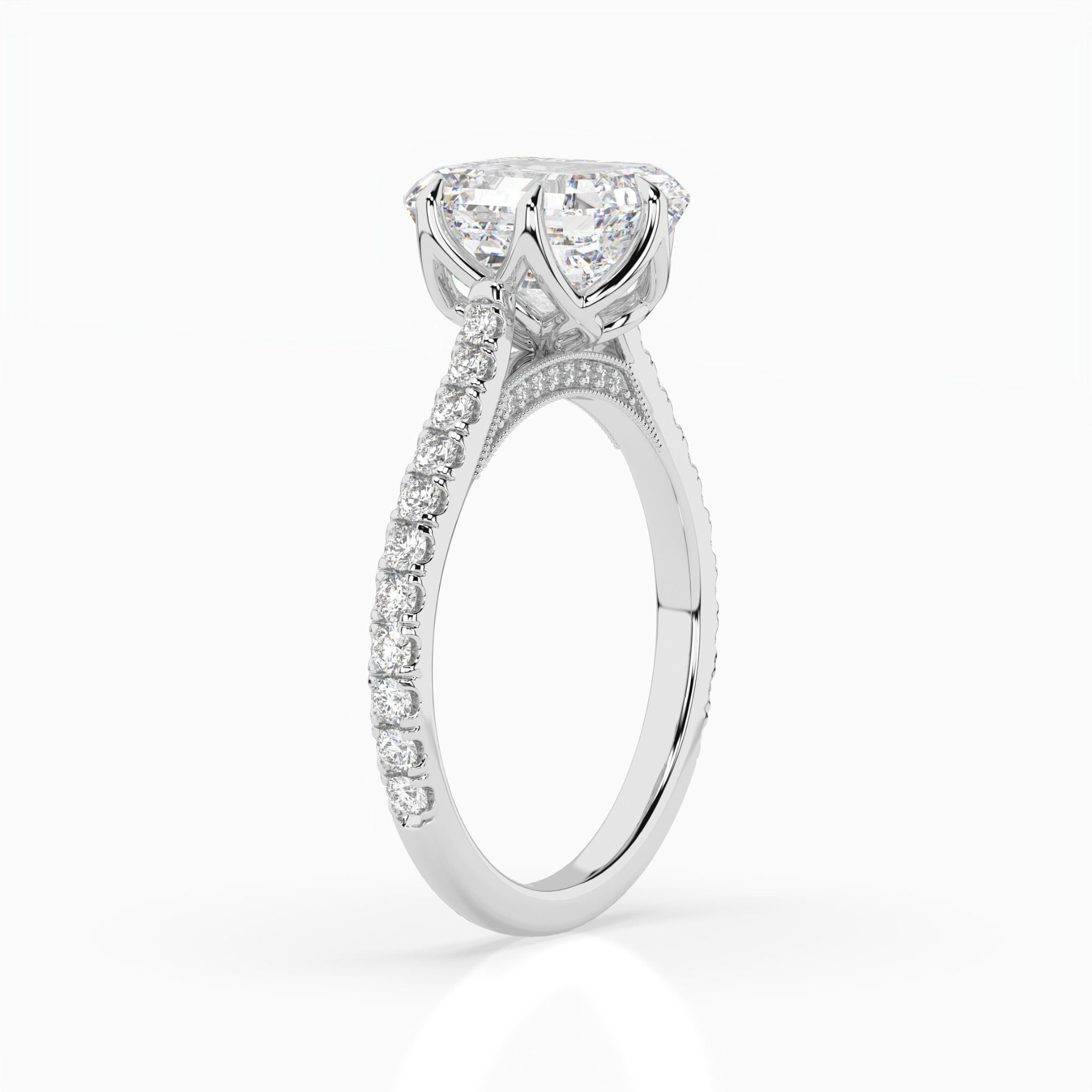 The Bernelle: Asscher Milgrain Pavé Engagement Ring