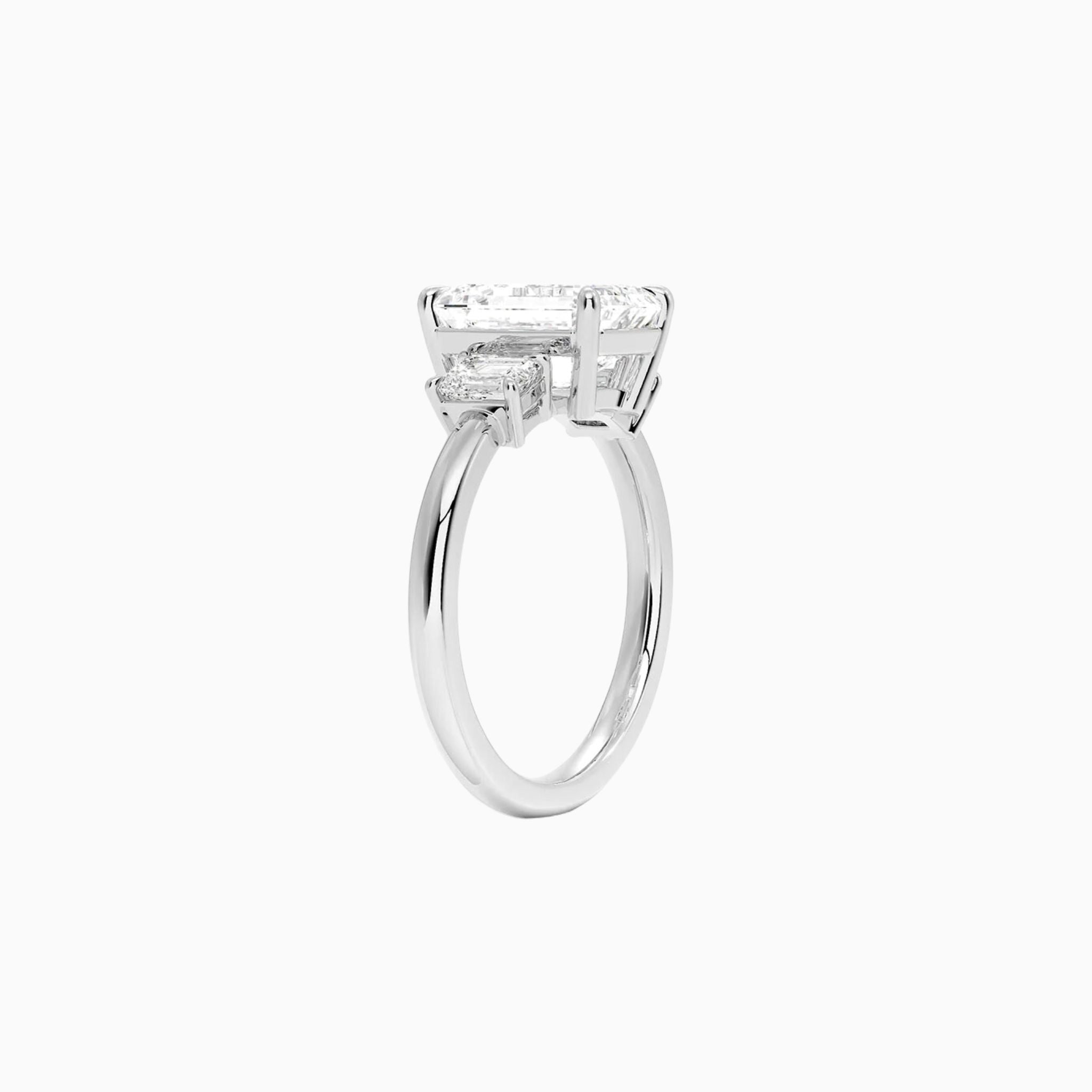 Toulose Three-Stone Emerald Cut Engagement Ring