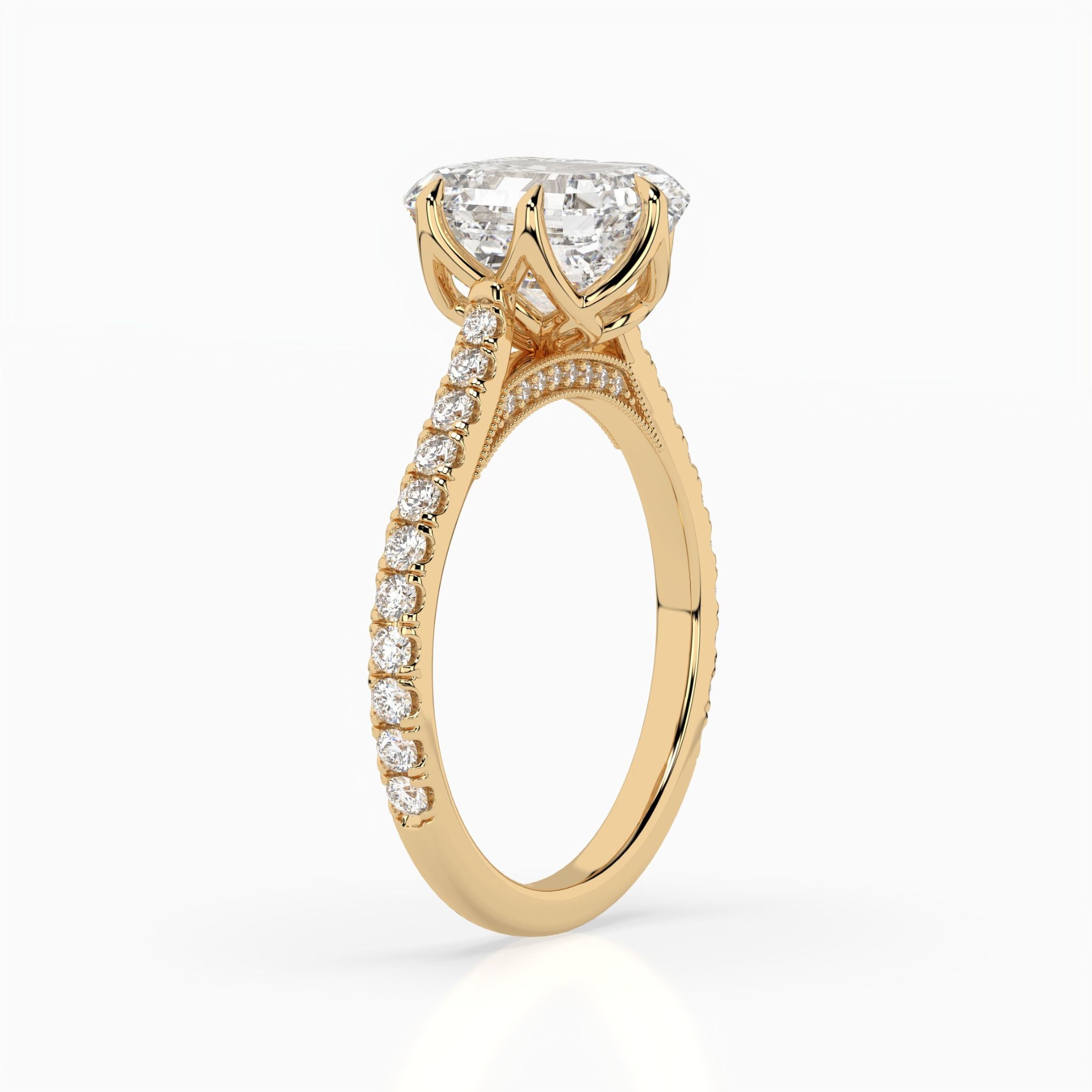 <b>Build Your Own</b> <br>The Bernelle: Asscher Milgrain Pavé Engagement Ring<br>