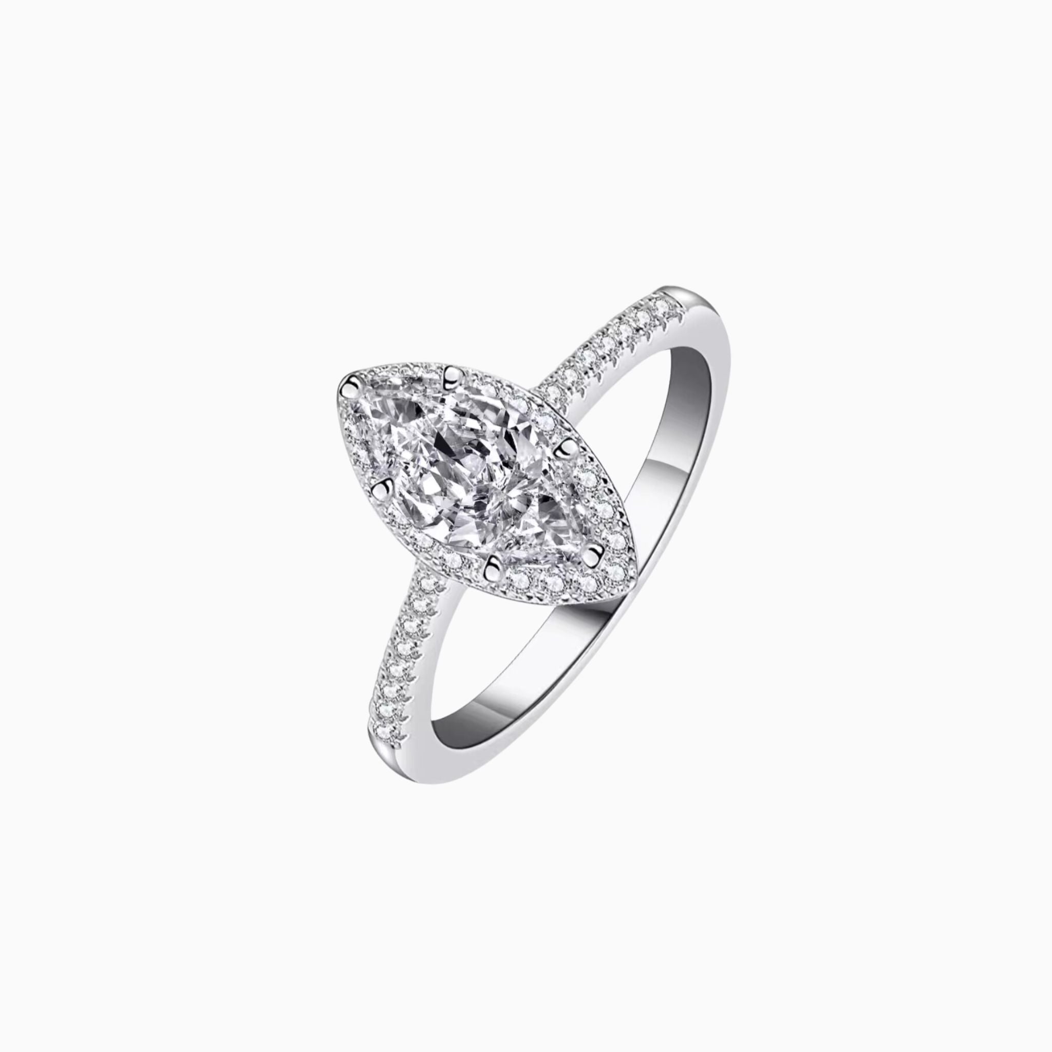 Bayonne Marquise Halo Engagement Ring with Pavé Bands