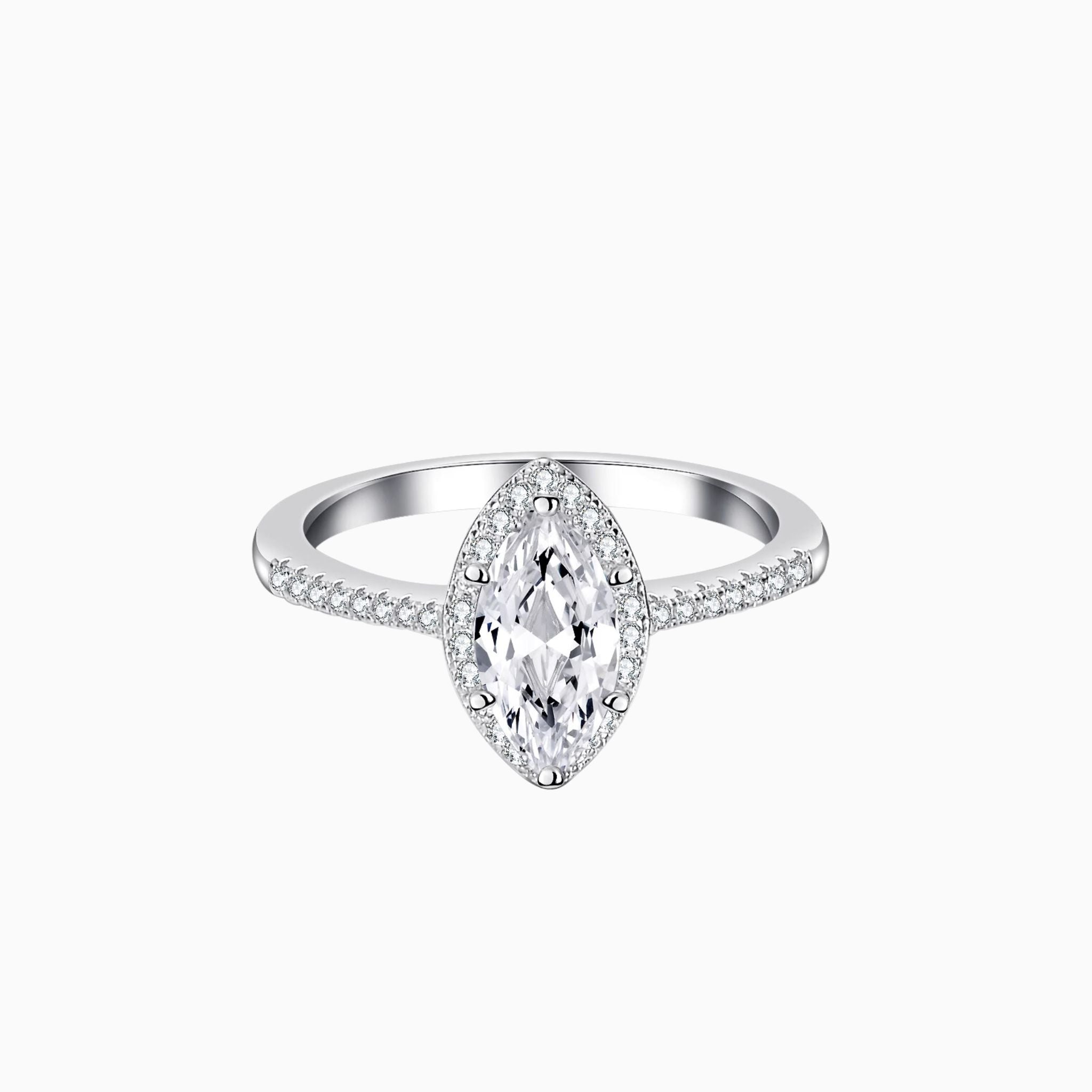 Bayonne Marquise Halo Engagement Ring with Pavé Bands