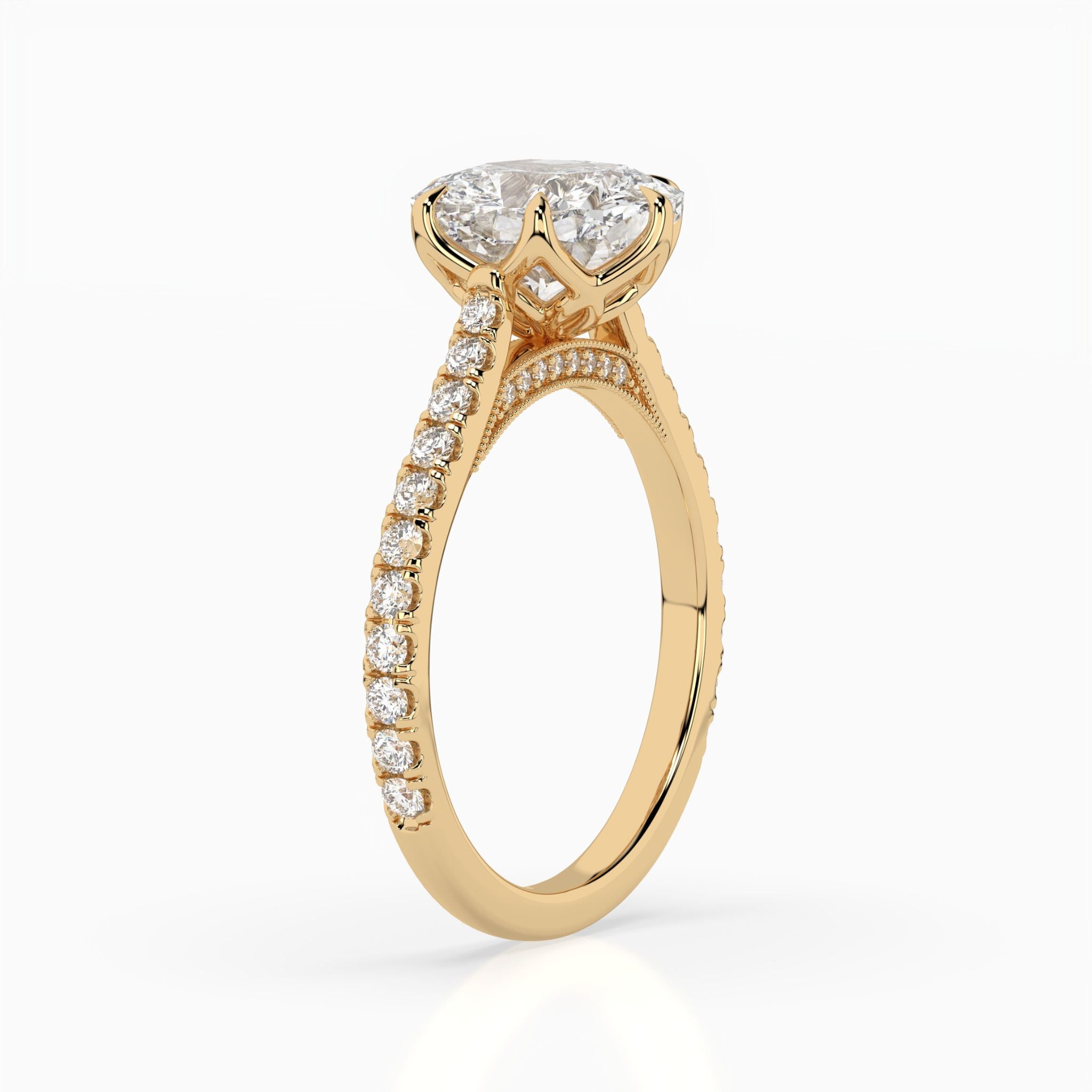 The Priscille: Cushion Milgrain Pavé Engagement Ring