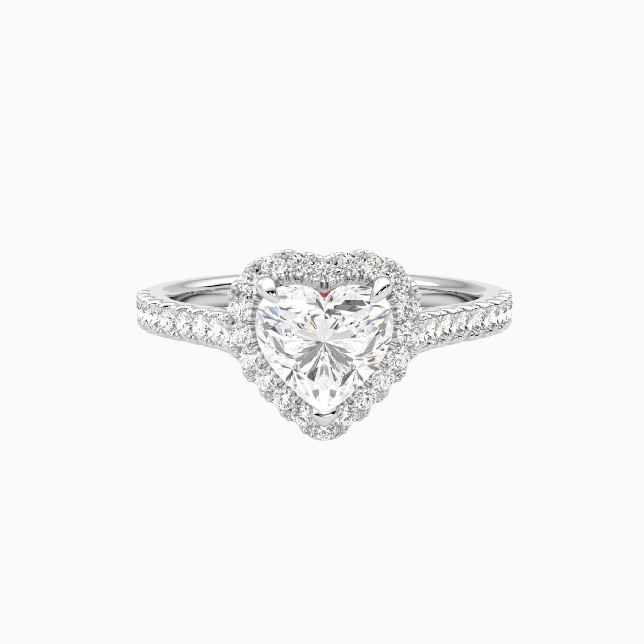 Chambord Heart Brilliant Halo Engagement Ring with Pavé Bands