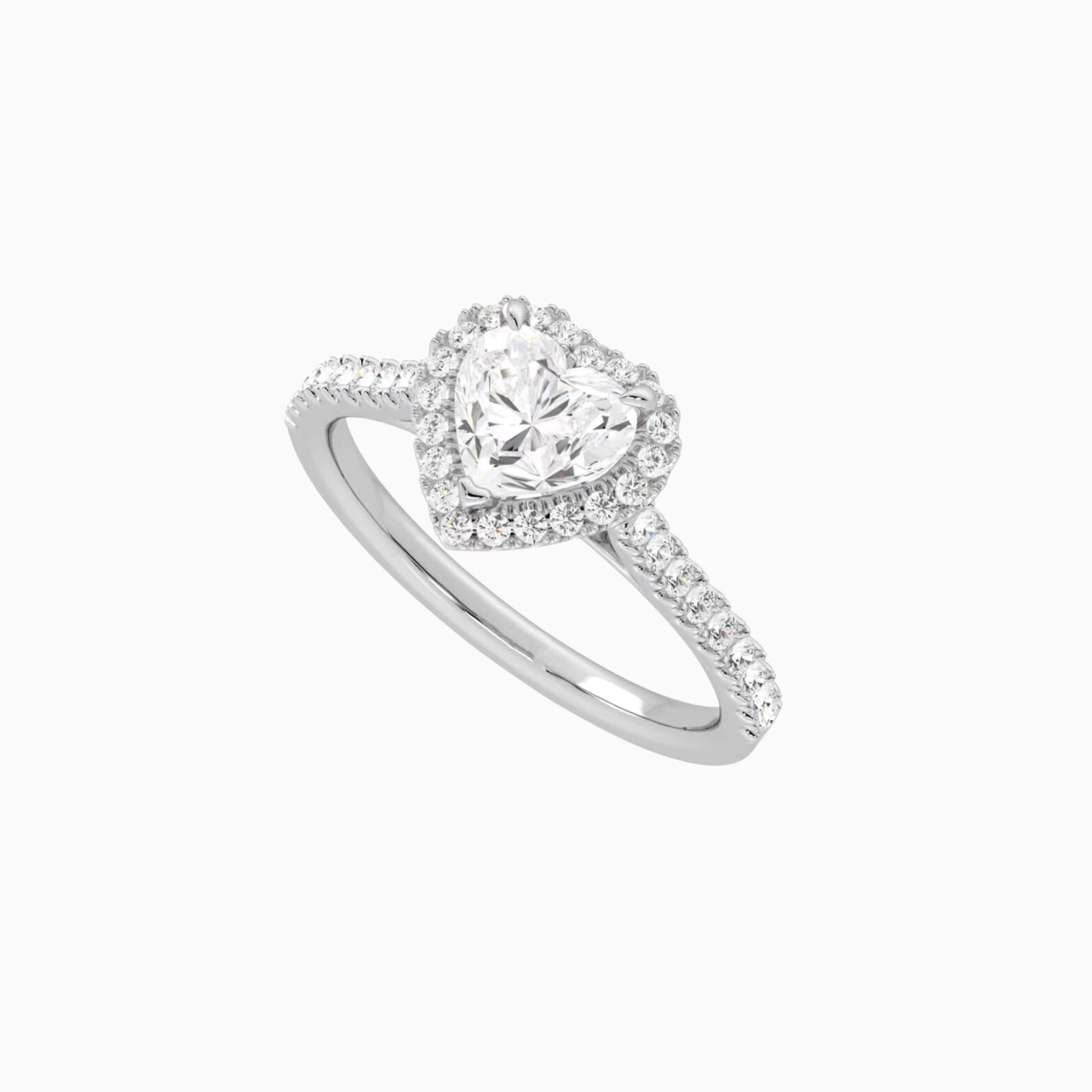 Chambord Heart Brilliant Halo Engagement Ring with Pavé Bands