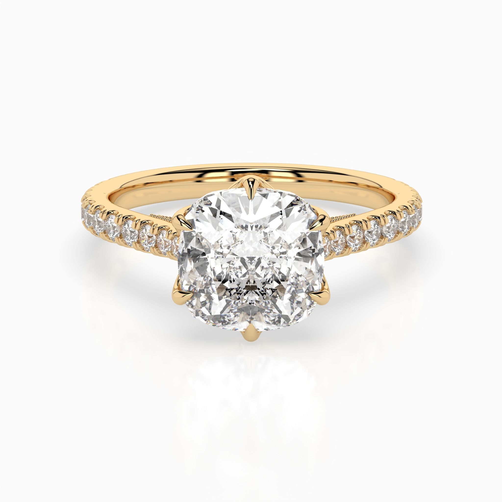 The Priscille: Cushion Milgrain Pavé Engagement Ring