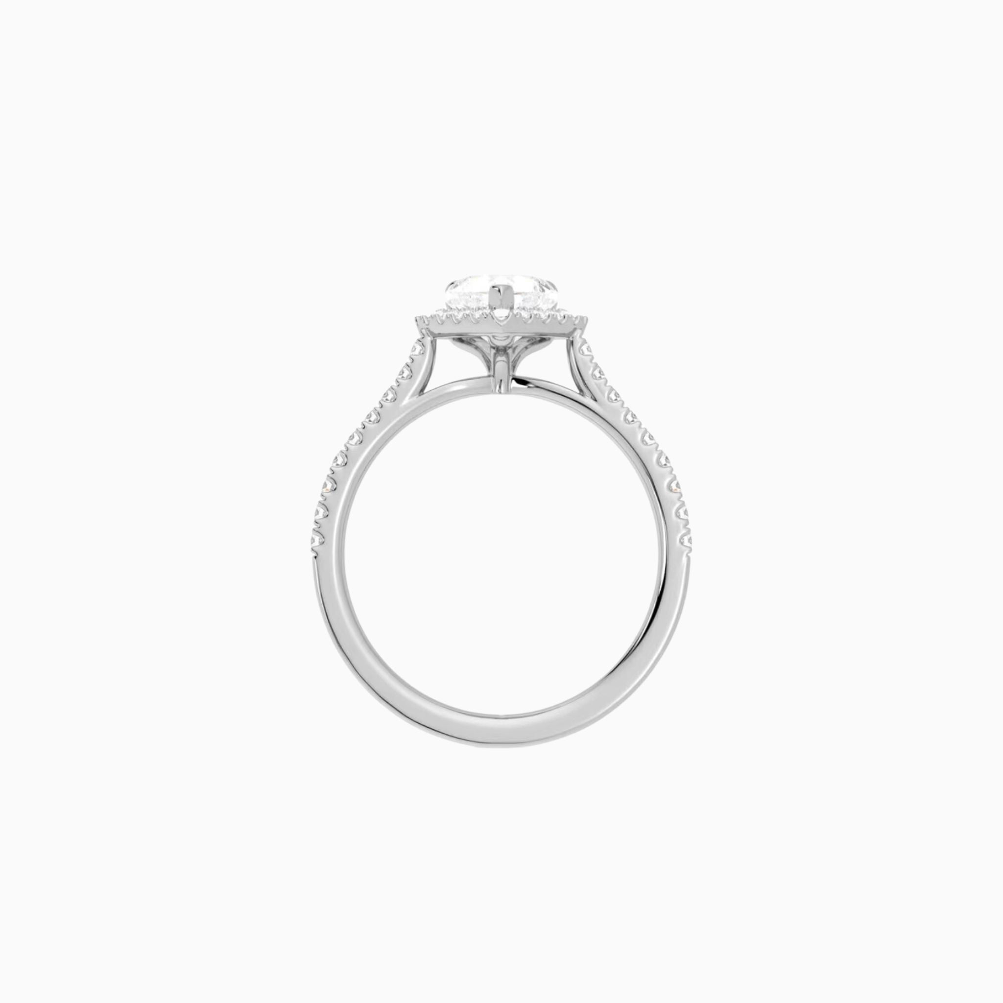 Chambord Heart Brilliant Halo Engagement Ring with Pavé Bands